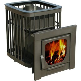 Дровяная печь для бани Варвара Каменка панорамная дверь